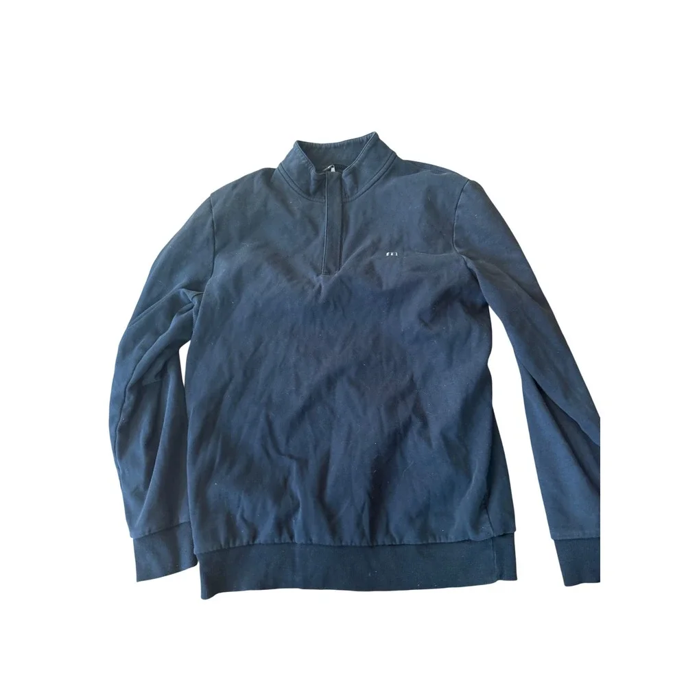 TravisMathew Mens Black Quarter Zip Pullover Golf Sweatshirt Mock Neck Large